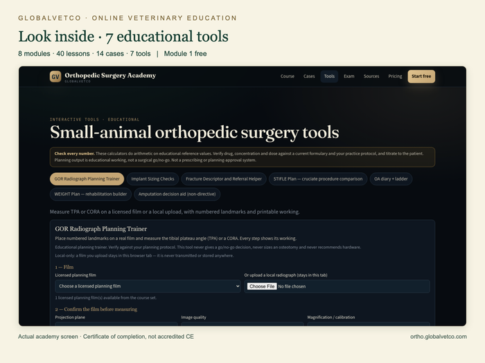 Actual Orthopedic Surgery Academy educational tools screen.