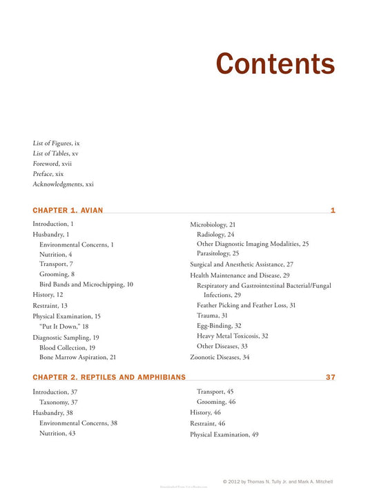 Look Inside sample page 2 - A Veterinary Technicians Guide To Exotic Animal Care 2Nd Edition