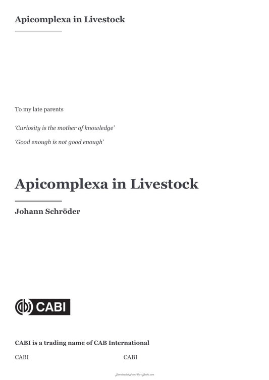 Look Inside sample page 2 - Apicomplexa In Livestock