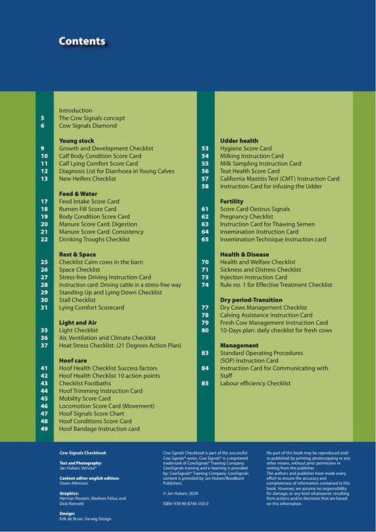 Look Inside page 2 - Cow Signals Checkbook Working On Health Production And Welfare