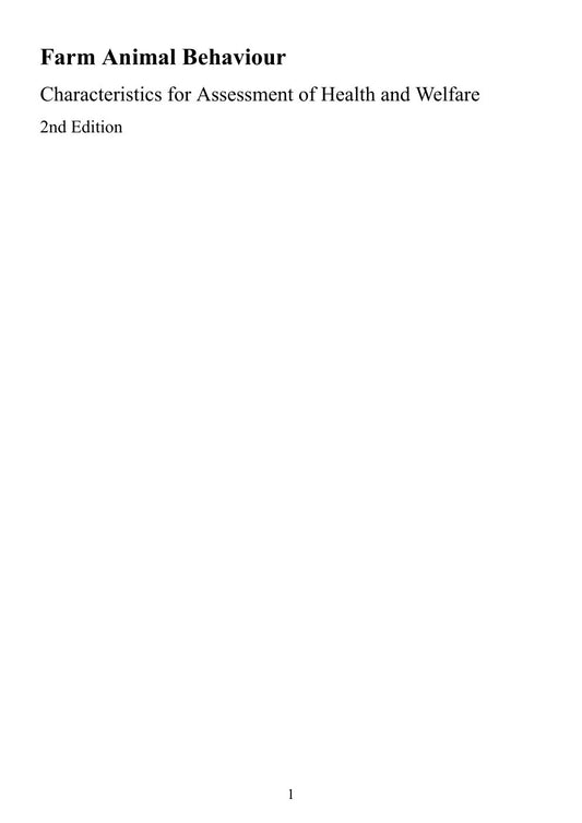 Look Inside sample page 2 - Farm Animal Behaviour Characteristics For Assessment Of Health And Welfare 2Nd Edition