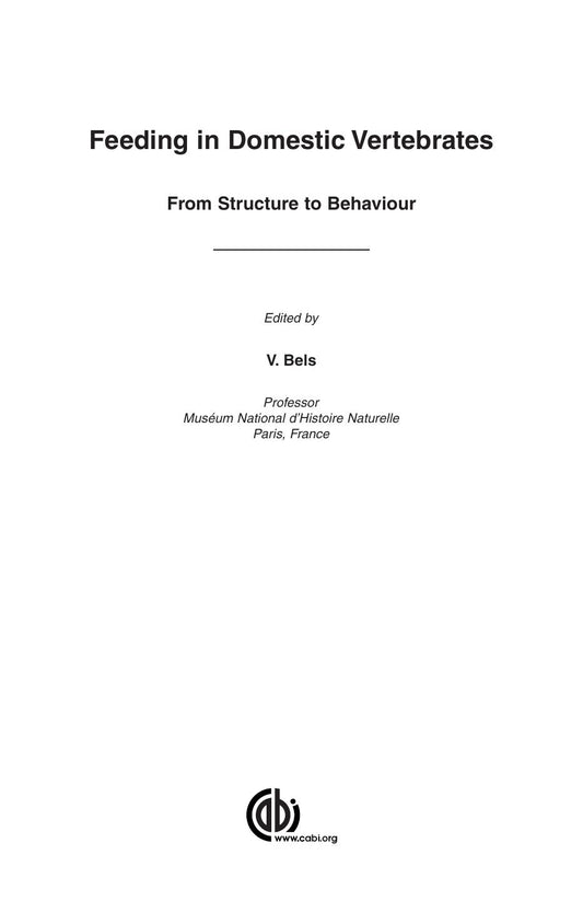 Feeding In Domestic Vertebrates From Structure To Behaviour