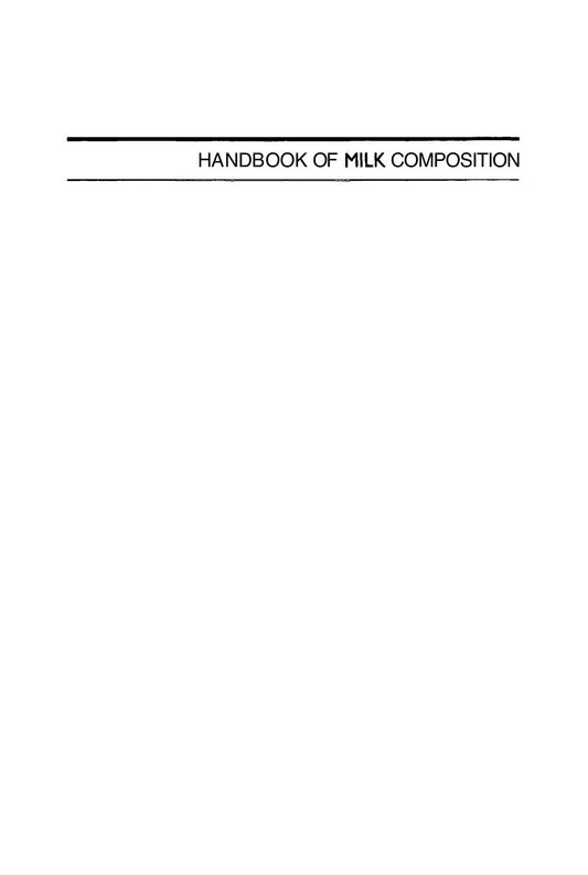 Handbook Of Milk Composition