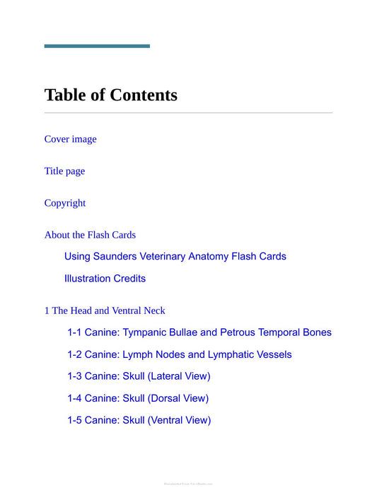 Saunders Veterinary Anatomy Flash Cards 2Nd Edition