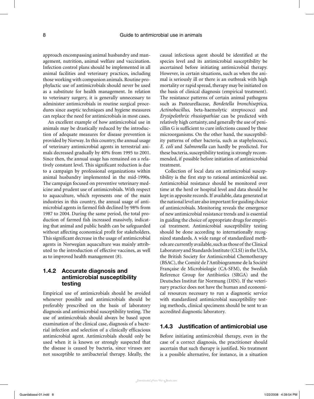 Guide To Antimicrobial Use In Animals