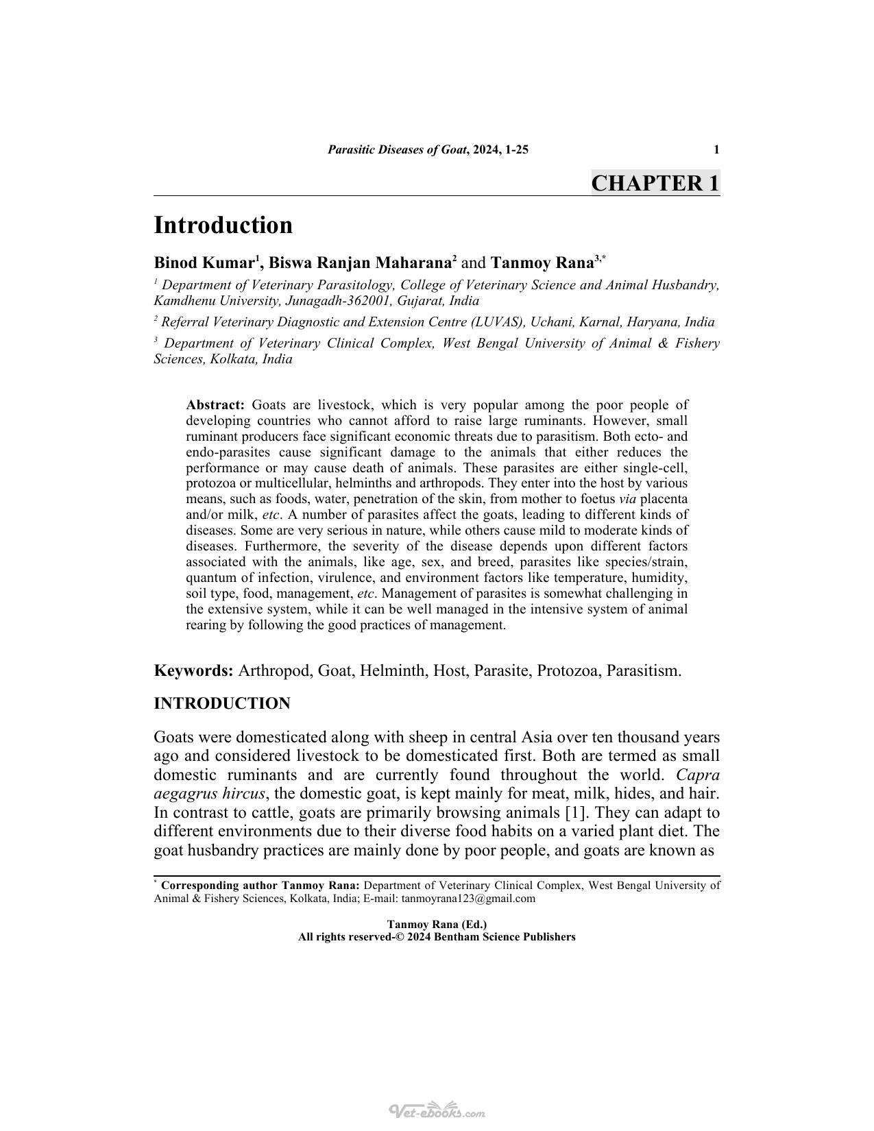 Parasitic Diseases Of Goats