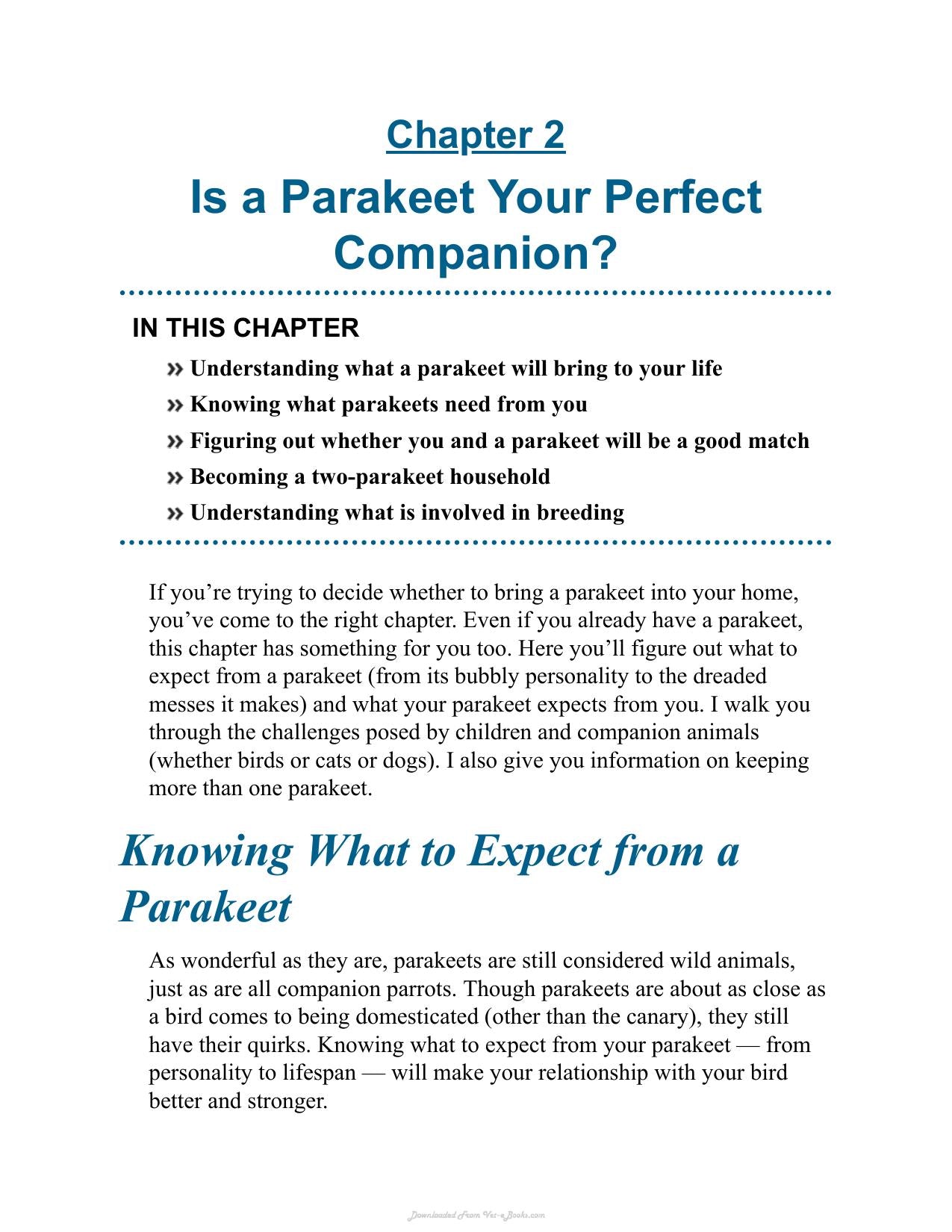 Parakeets For Dummies 2Nd Edition