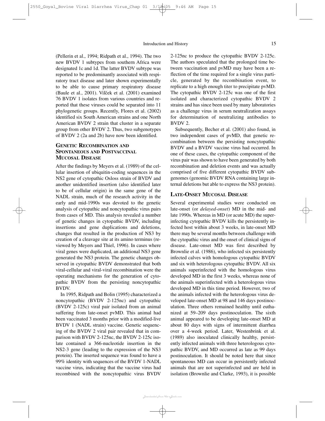 Bovine Viral Diarrhea Virus Diagnosis Management And Control