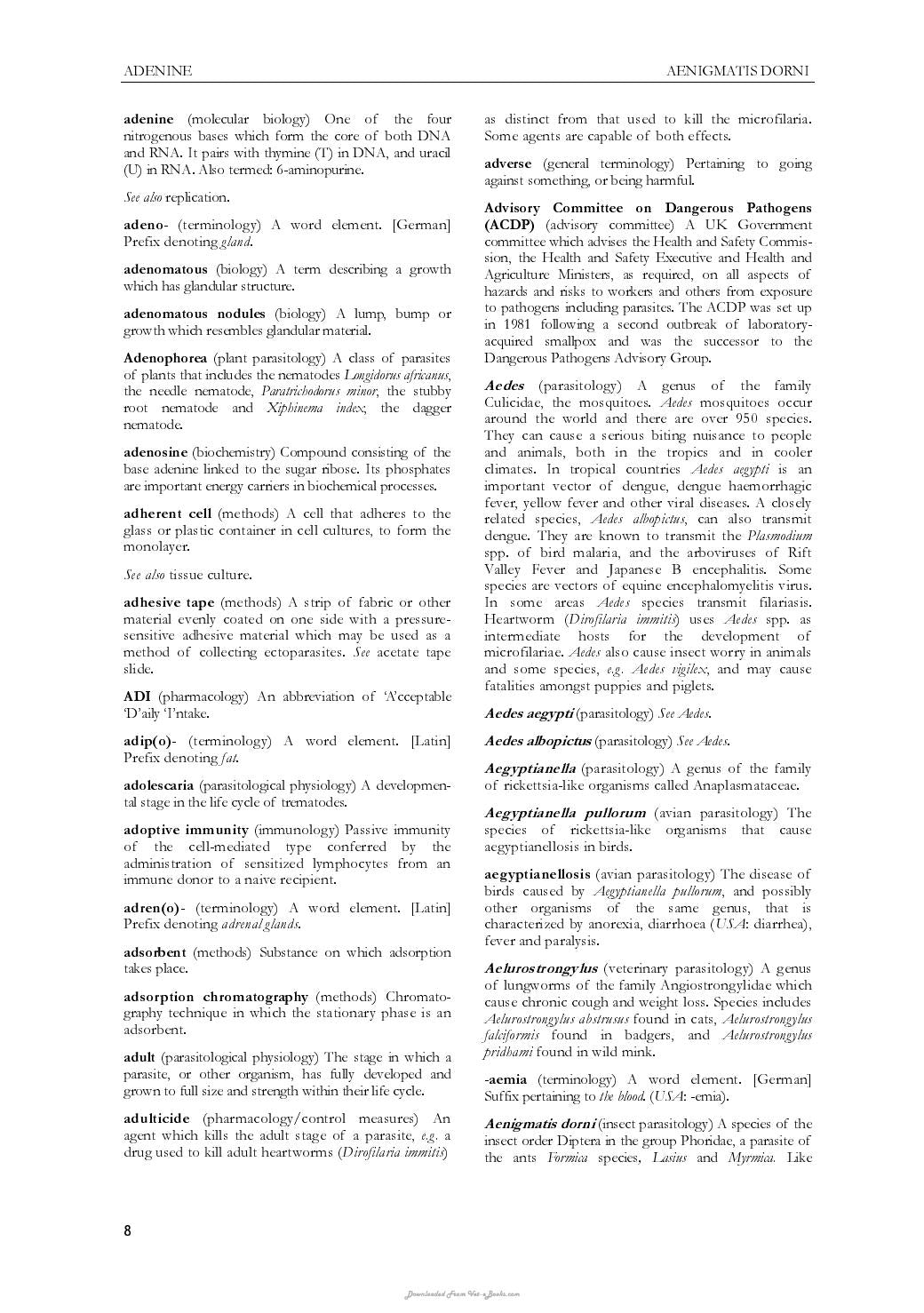 Dictionary Of Parasitology
