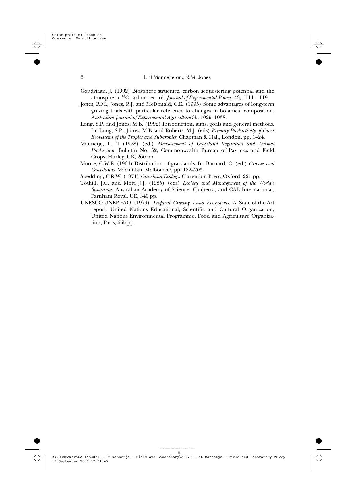 Field And Laboratory Methods For Grassland And Animal Production Research
