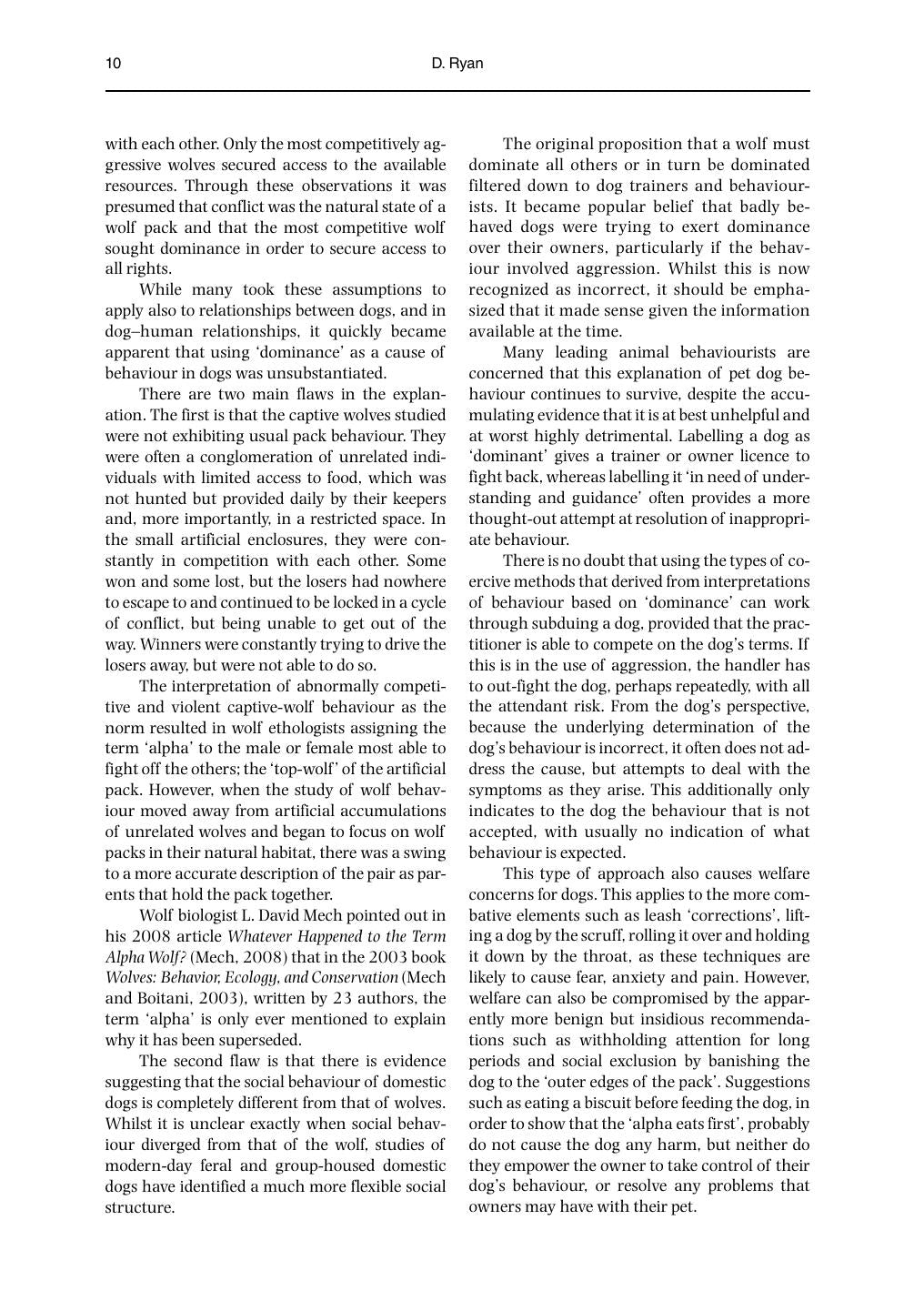 Companion Animal Behaviour Problems