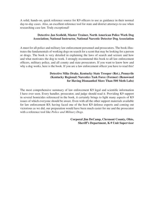 Look Inside sample page 2 - Police And Military Dogs Criminal Detection Forensic Evidence And Judicial Admissibility