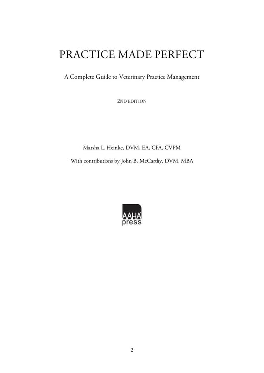 Look Inside sample page 2 - Practice Made Perfect A Complete Guide To Veterinary Practice Management 2nd Edition