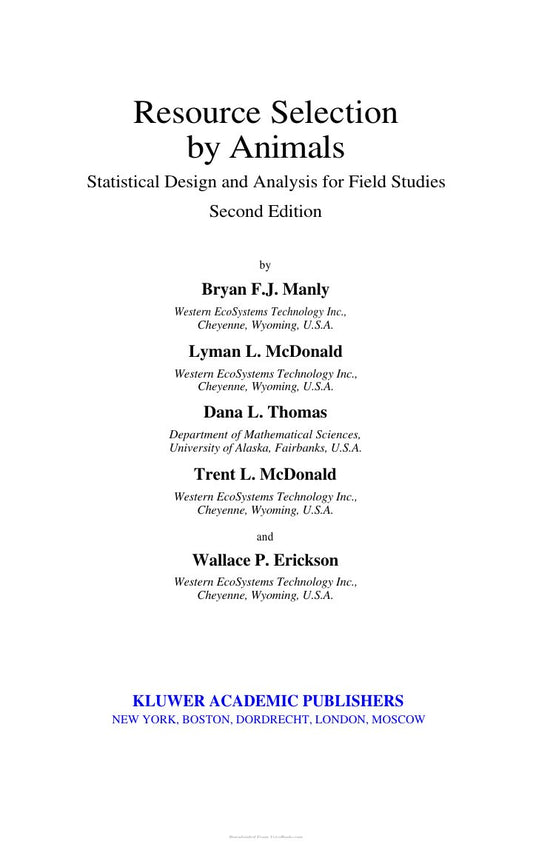 Look Inside sample page 2 - Resource Selection By Animals 2Nd Edition