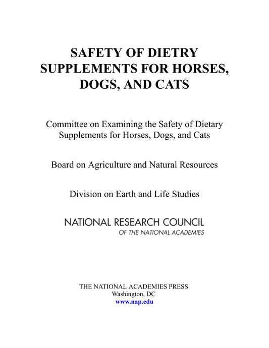 Look Inside sample page 2 - Safety Of Dietary Supplements For Horses Dogs And Cats