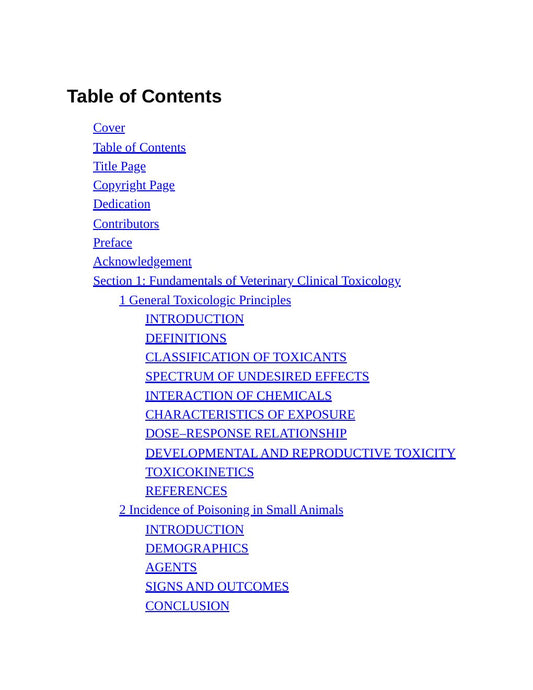 Look Inside sample page 2 - Small Animal Toxicology Essentials