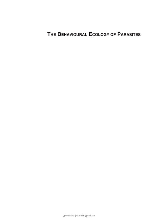 Look Inside sample page 2 - The Behavioural Ecology Of Parasites