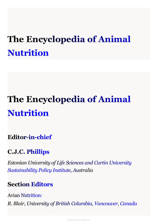 Look Inside sample page 2 - The Encyclopedia Of Animal Nutrition 2Nd Edition