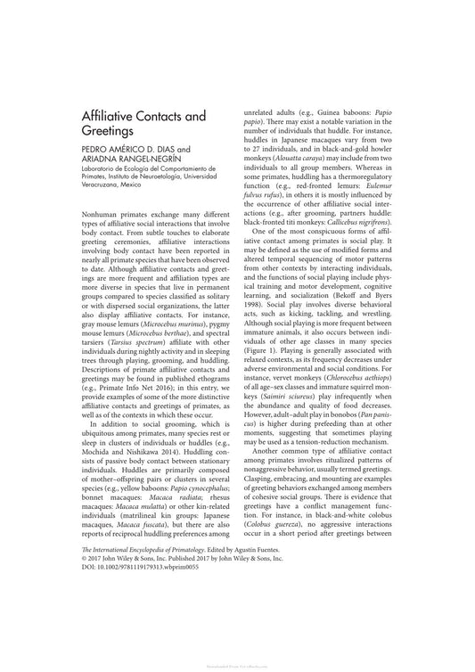 Look Inside sample page 2 - The International Encyclopedia Of Primatology 3 Volume Set