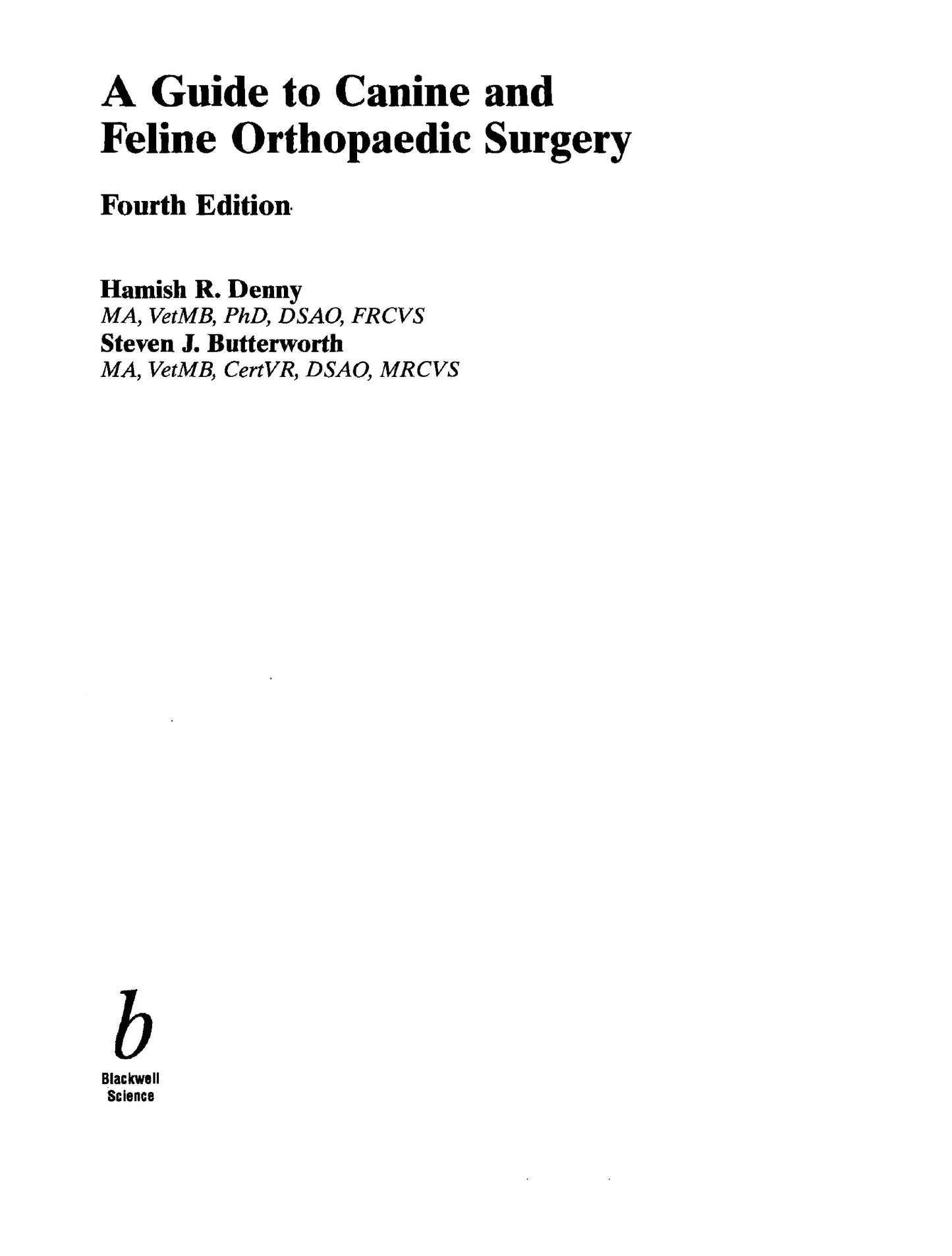 A Guide To Canine And Feline Orthopaedic Surgery 4Th Edition