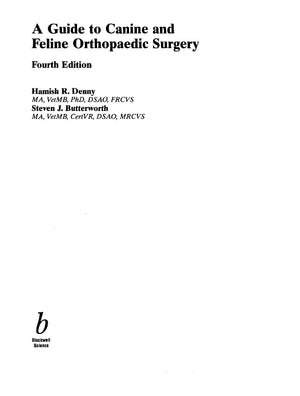 A Guide to Canine and Feline Orthopaedic Surgery 4th Edition