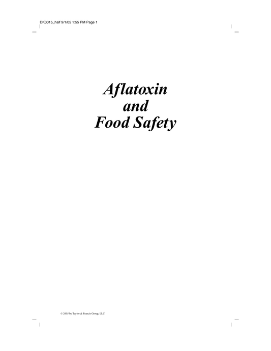 Aflatoxin and Food Safety