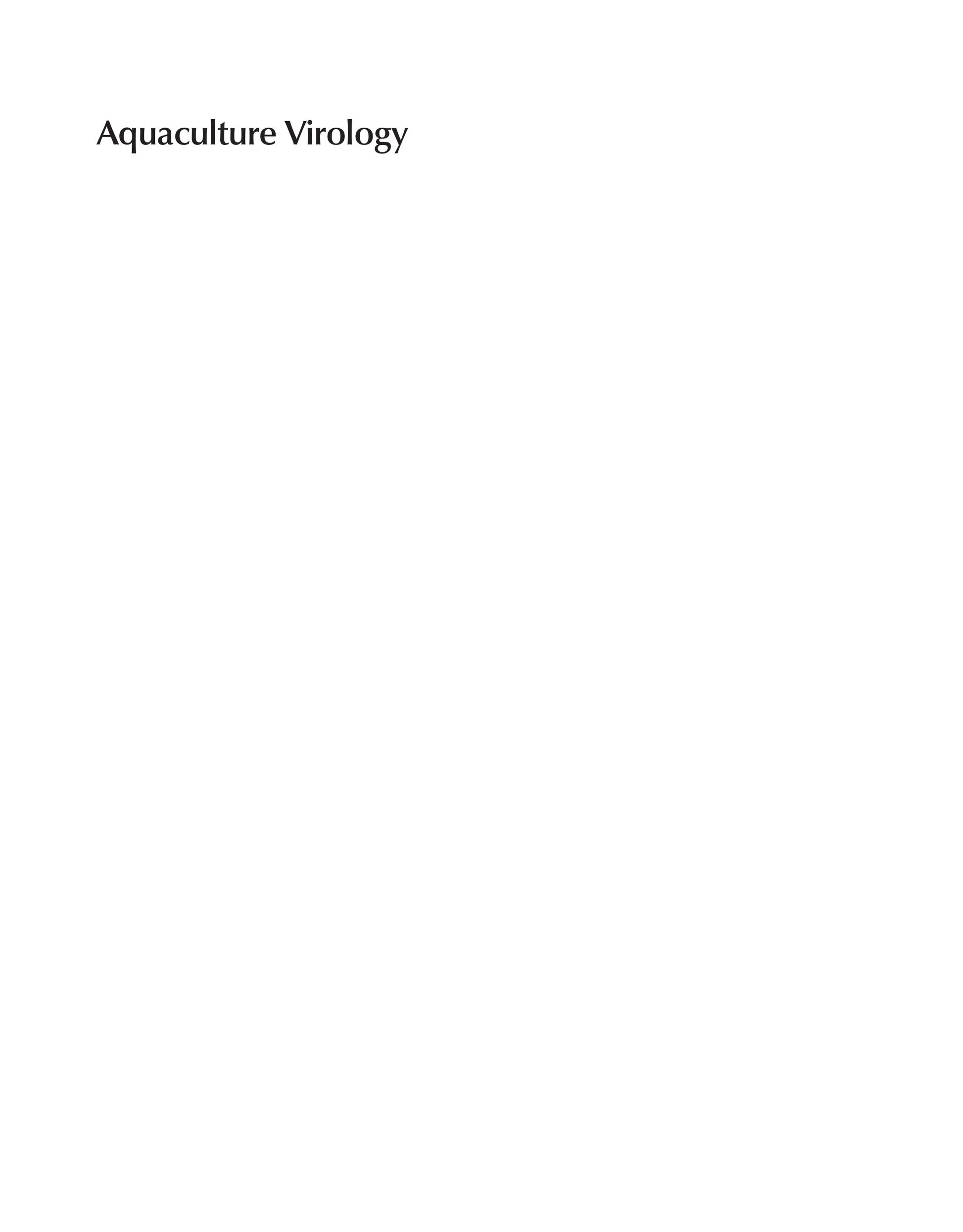 Aquaculture Virology
