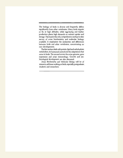 Avian Biochemistry and Molecular Biology
