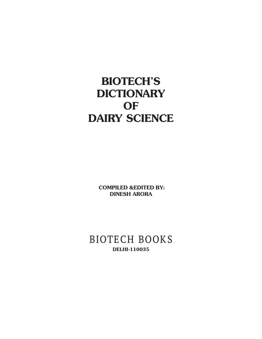 Biotechs Dictionary Of Dairy Science