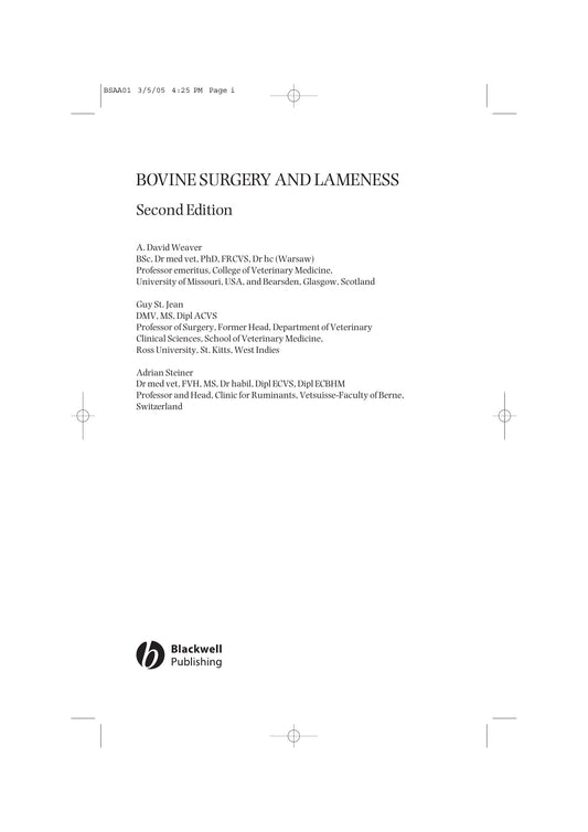 Bovine Surgery And Lameness 3Rd Edition