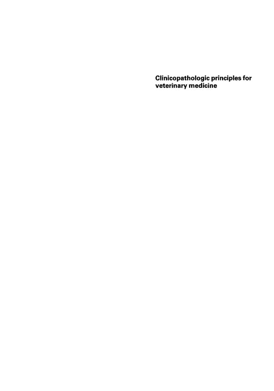 Clinicopathologic Principles For Veterinary Medicine