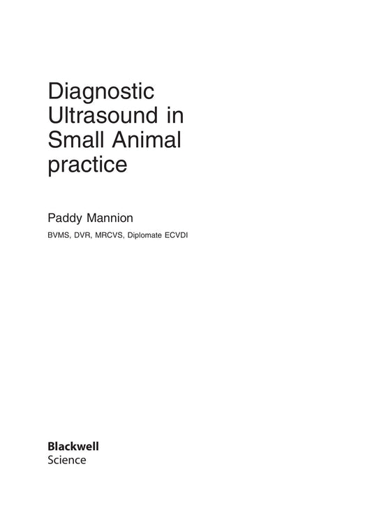 Diagnostic Ultrasound In Small Animal Practice