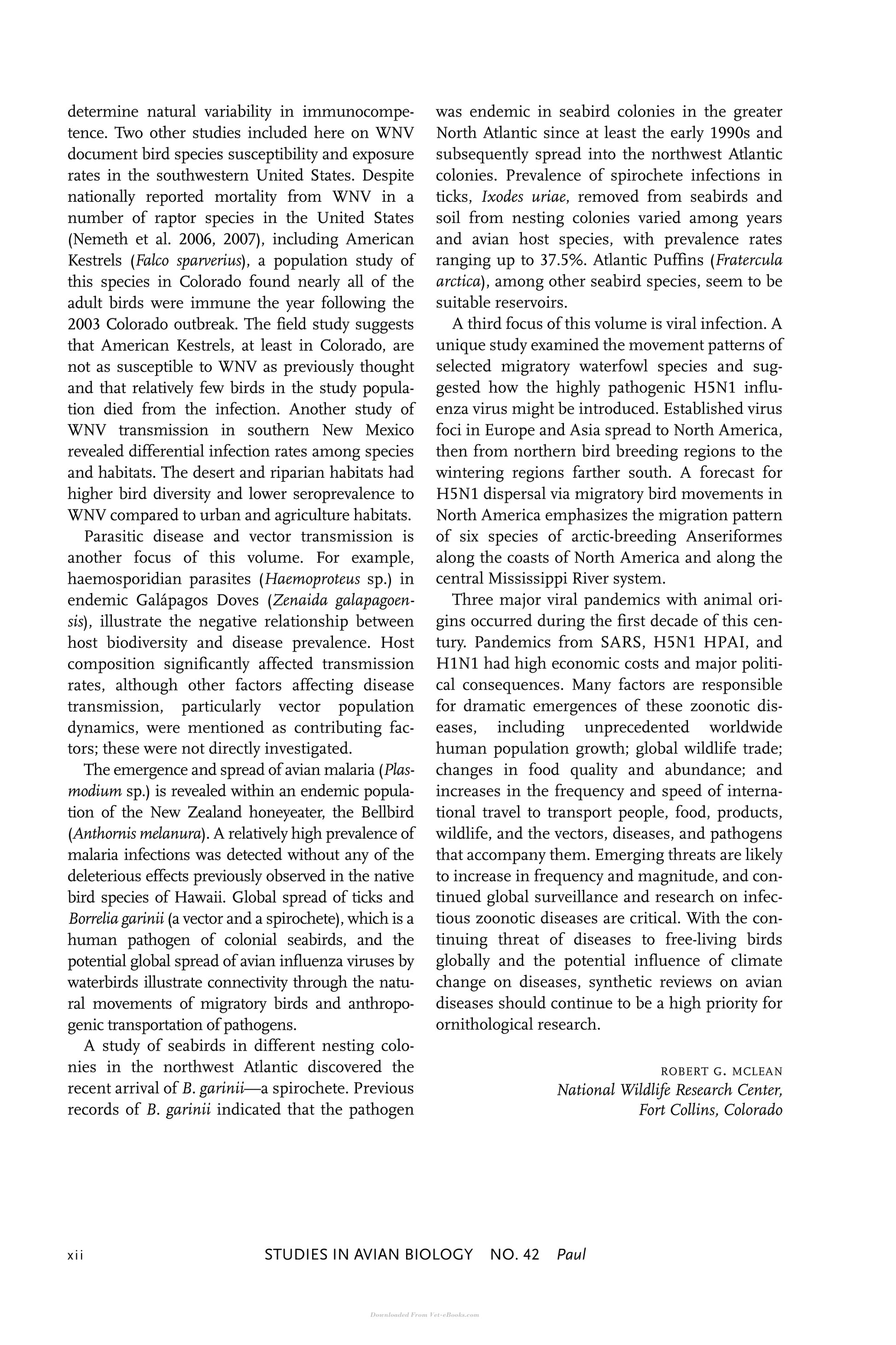 Emerging Avian Disease