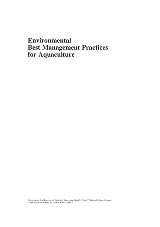 Environmental Best Management Practices For Aquaculture