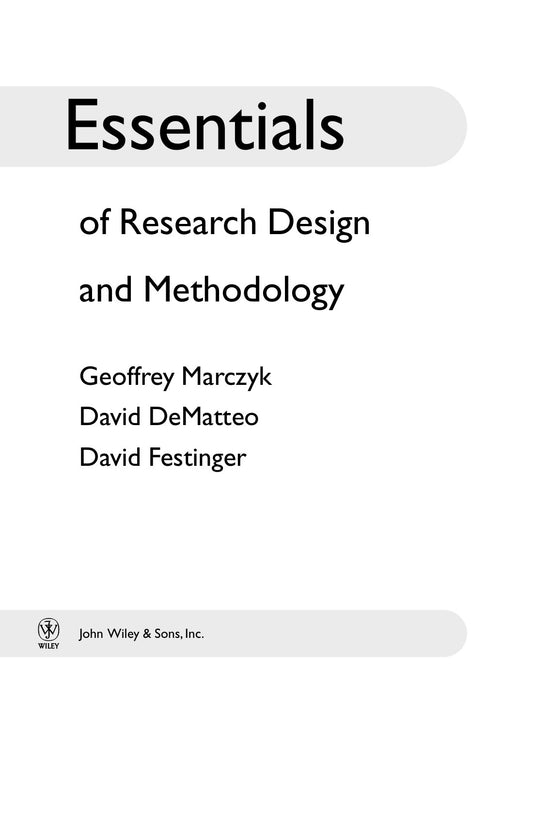 Essentials Of Research Design And Methodology