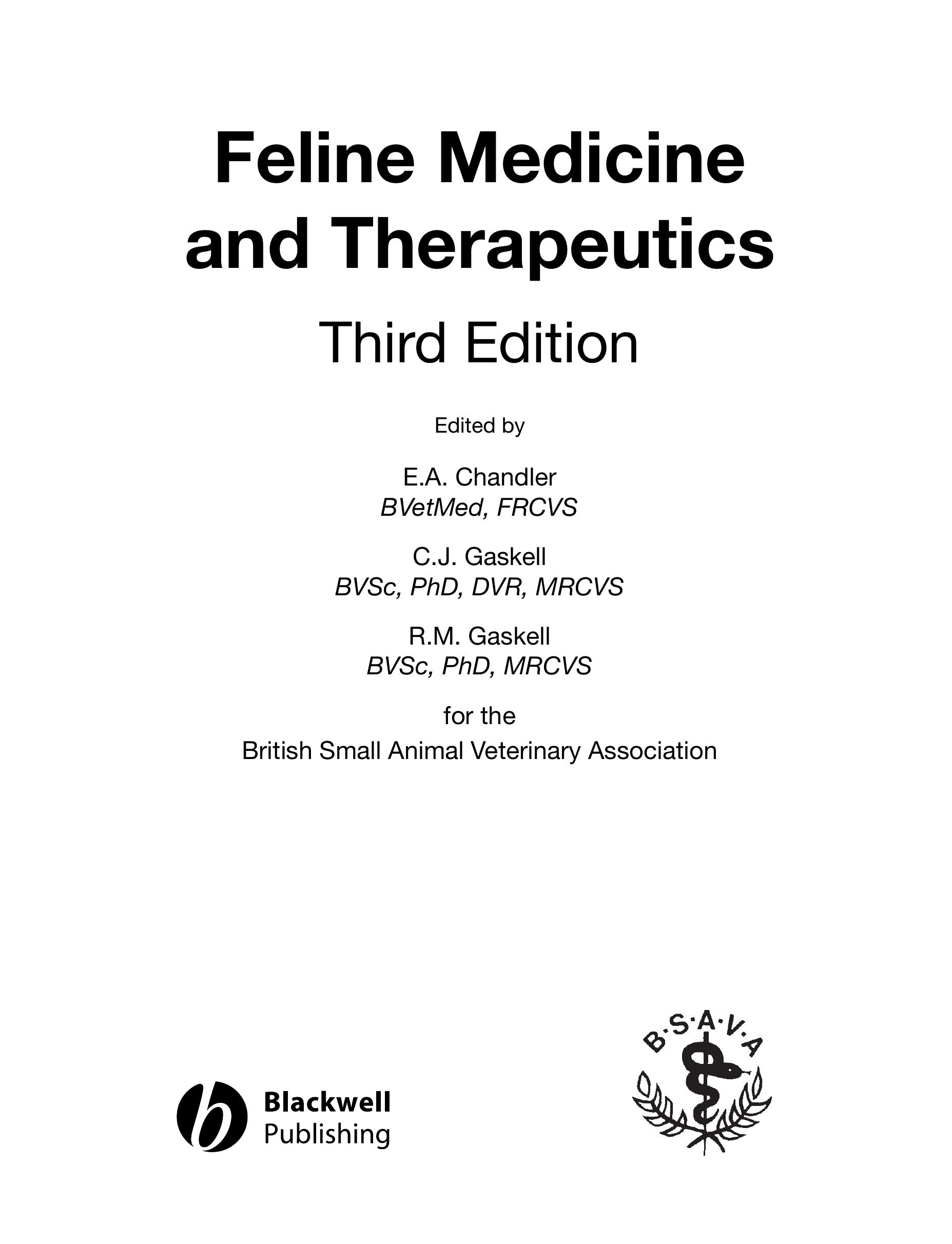 Feline Medicine And Therapeutics 3Rd Edition
