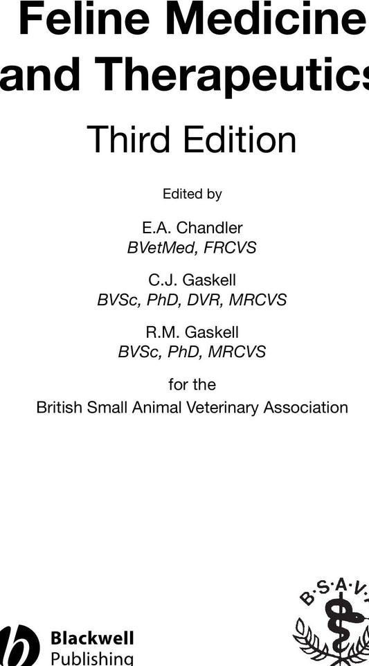 Feline Medicine And Therapeutics 3Rd Edition