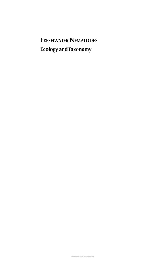 Freshwater Nematodes, Ecology and Taxonomy