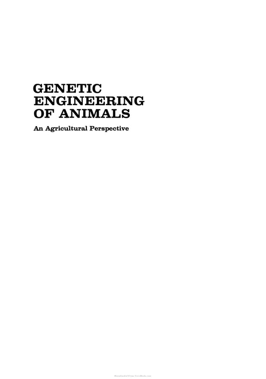 Genetic Engineering Of Animals An Agricultural Perspective