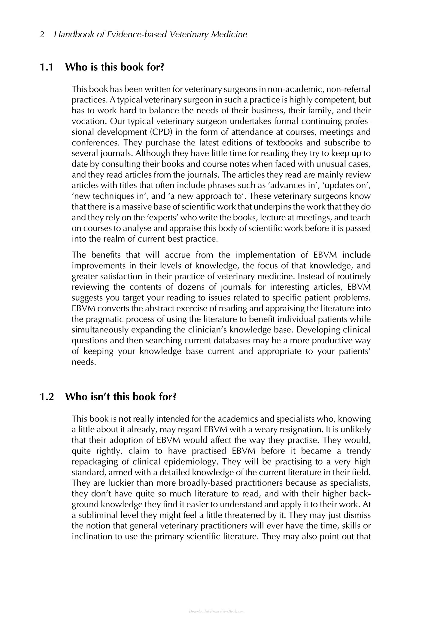 Handbook Of Evidence Based Veterinary Medicine
