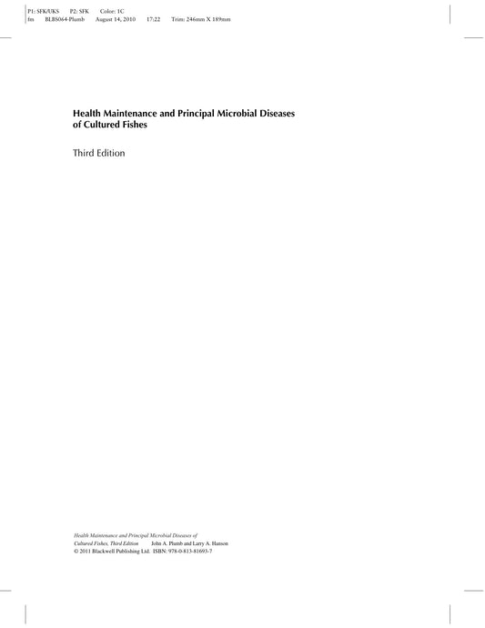 Health Maintenance and Principal Microbial Diseases of Cultured Fishes, 3rd Edition