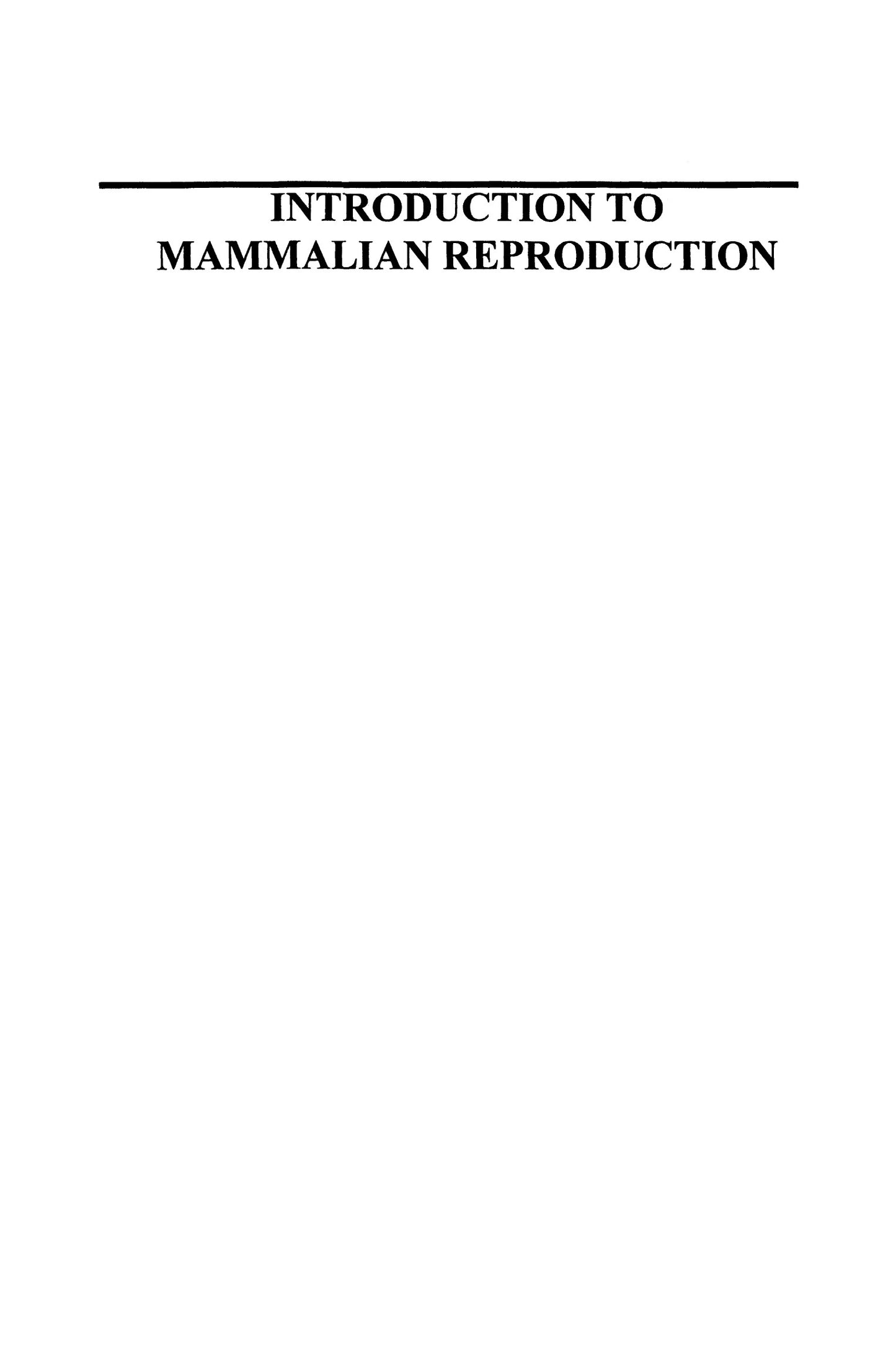 Introduction To Mammalian Reproduction PDF