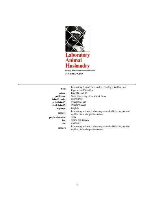 Laboratory Animal Husbandry Ethology Welfare And Experimental Variables