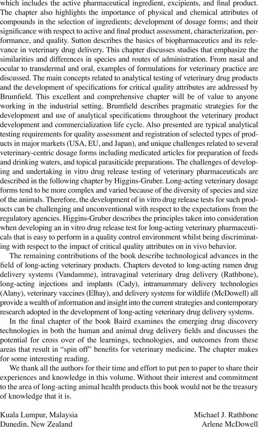 Long Acting Animal Health Drug Products Fundamentals And Applications