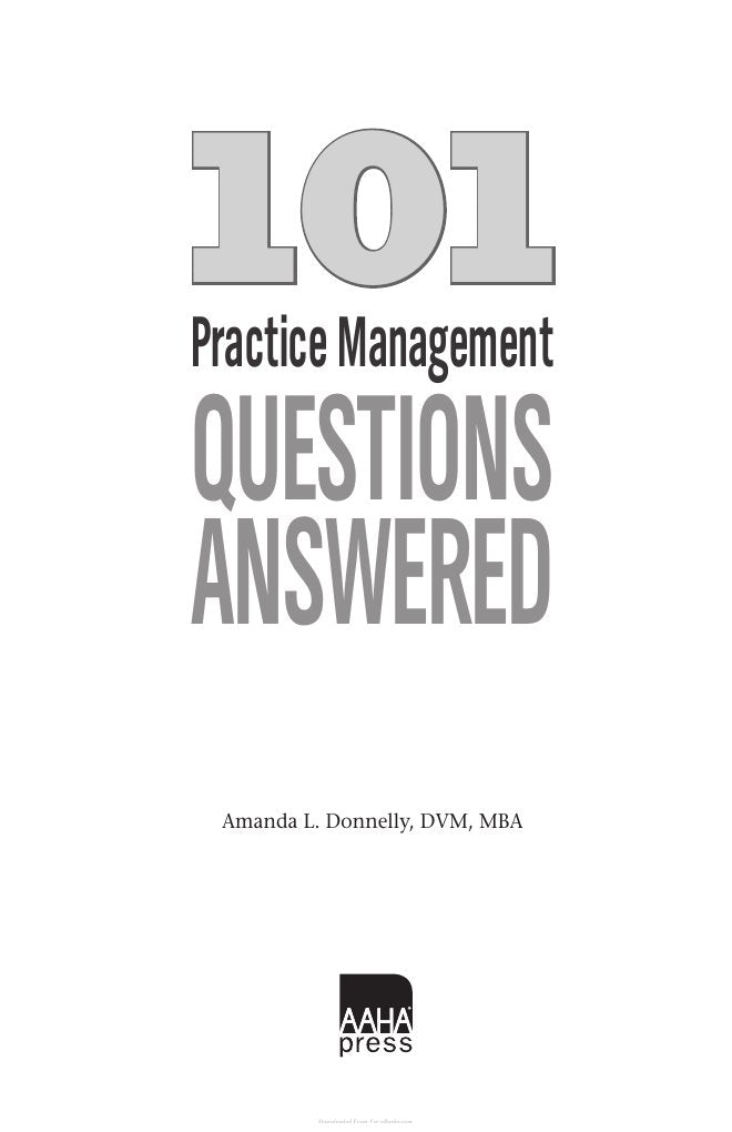 Look Inside sample page 2 - 101 Veterinary Practice Management Questions Answered