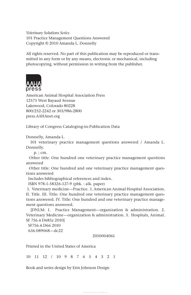 Look Inside sample page 3 - 101 Veterinary Practice Management Questions Answered