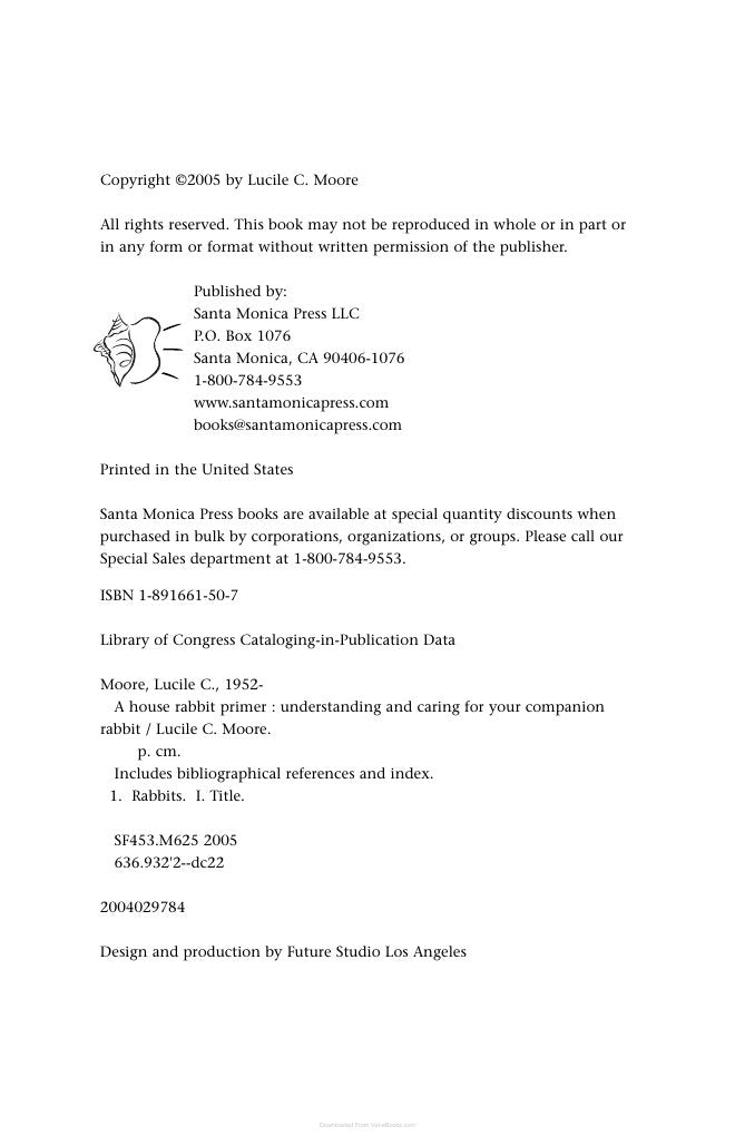 Look Inside sample page 3 - A House Rabbit Primer Understanding And Caring For Your Companion Rabbit