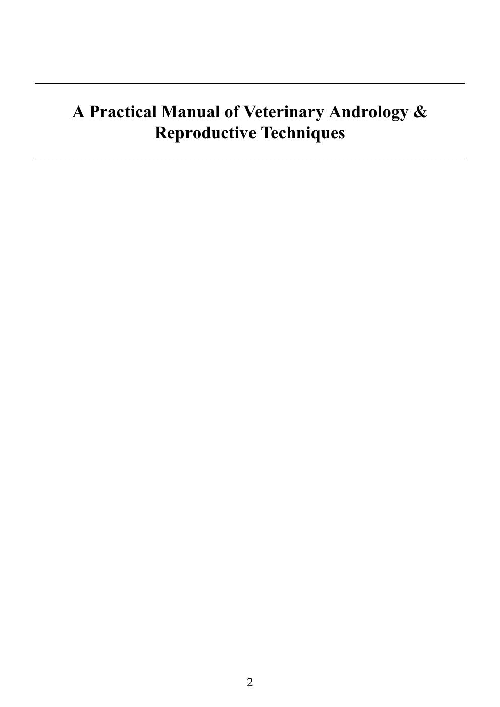 Look Inside sample page 2 - A Practical Manual Of Veterinary Andrology And Reproductive Techniques