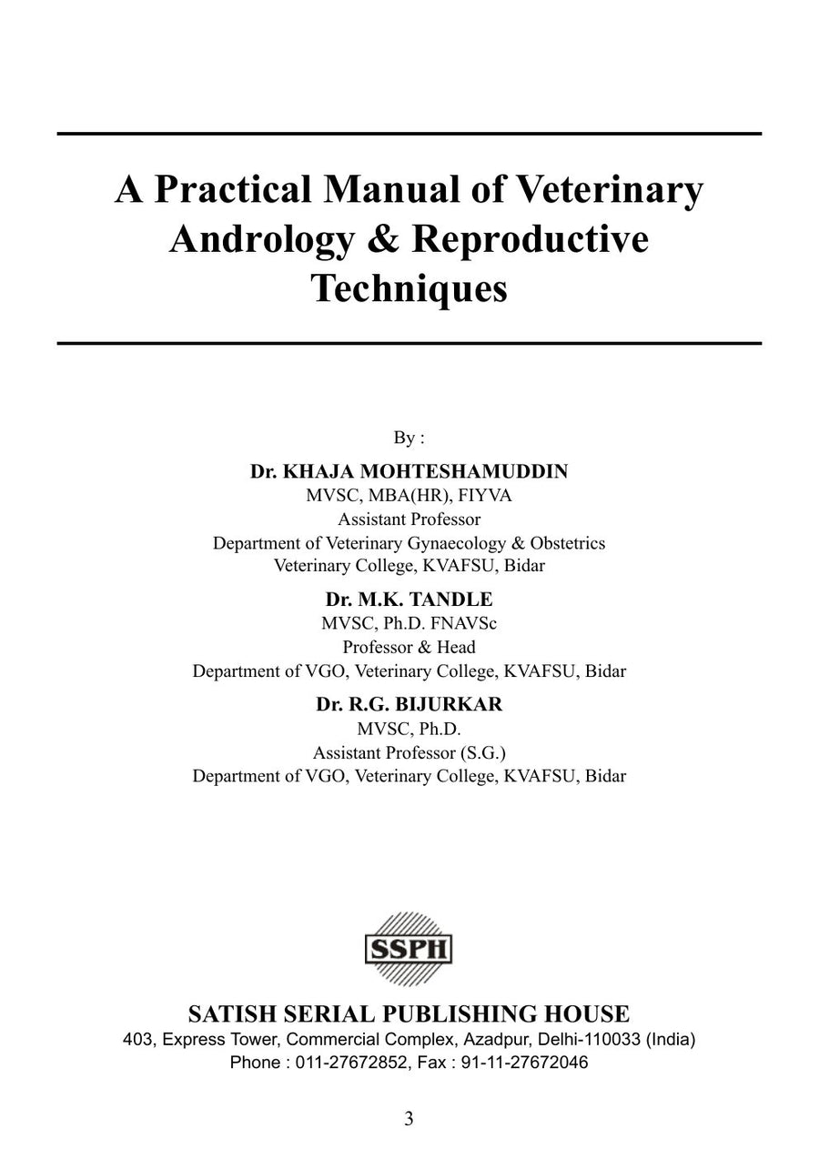 Preview page of A Practical Manual of Veterinary Andrology and Reproductive Techniques