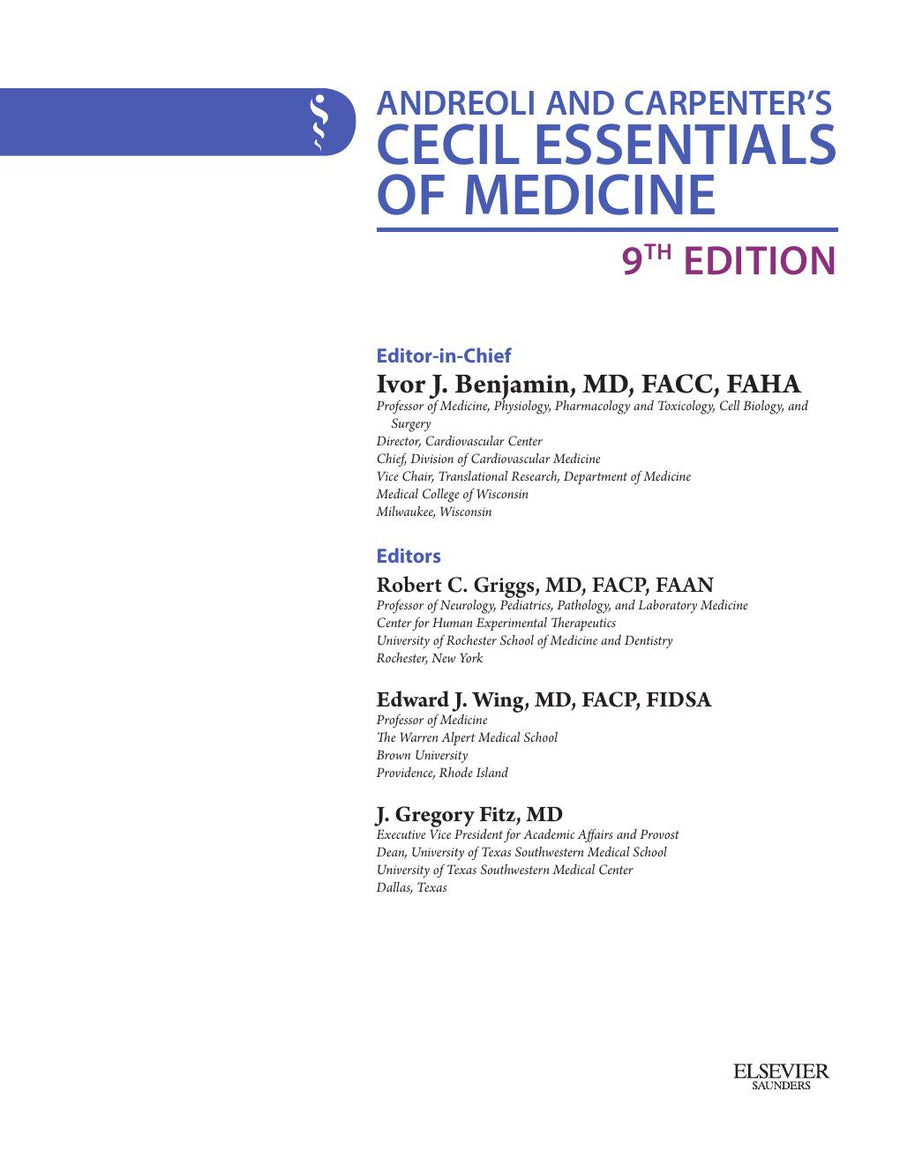 Preview page of Andreoli and Carpenter's Cecil Essentials of Medicine 9th Edition